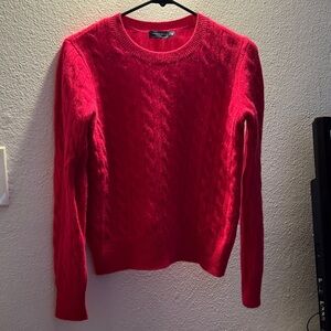 Cashmere Vineyard Vines Vibrant Red Cable Knit Sweater